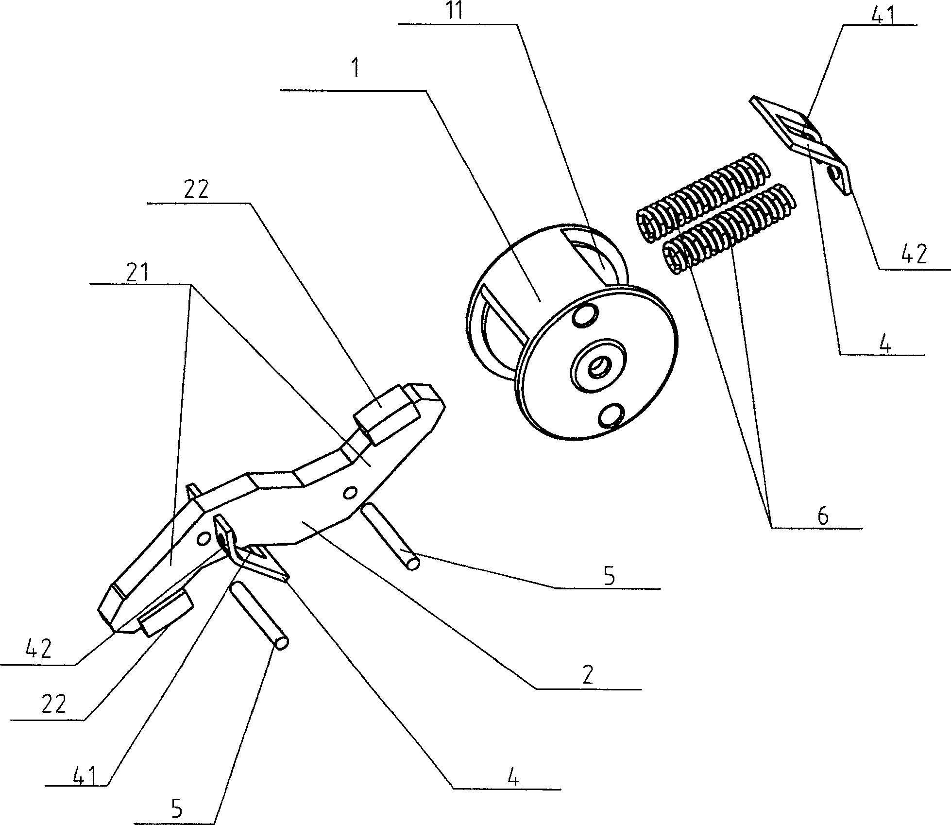 Reed rotating axis locking mechanism