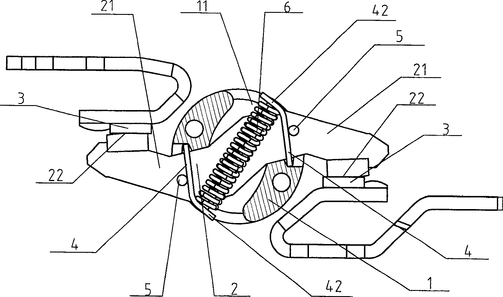 Reed rotating axis locking mechanism