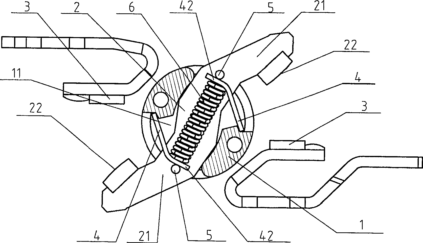 Reed rotating axis locking mechanism