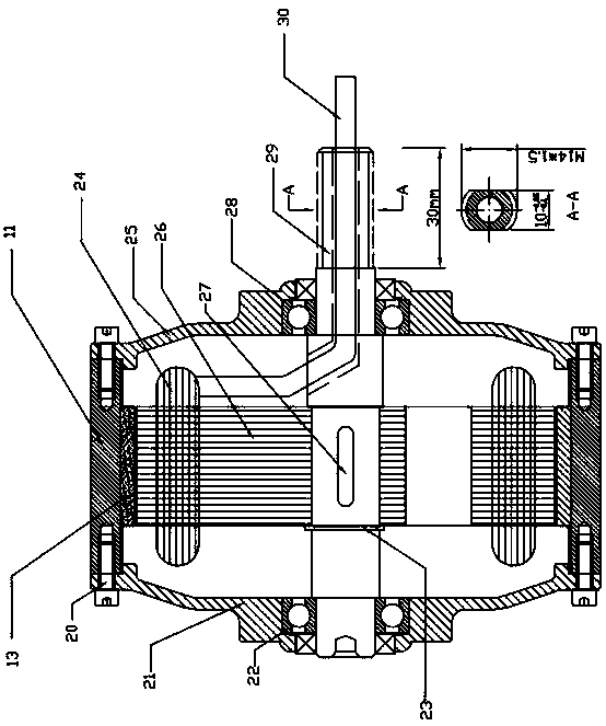 Winding misaligned hub motor stator and winding misaligned hub motor device