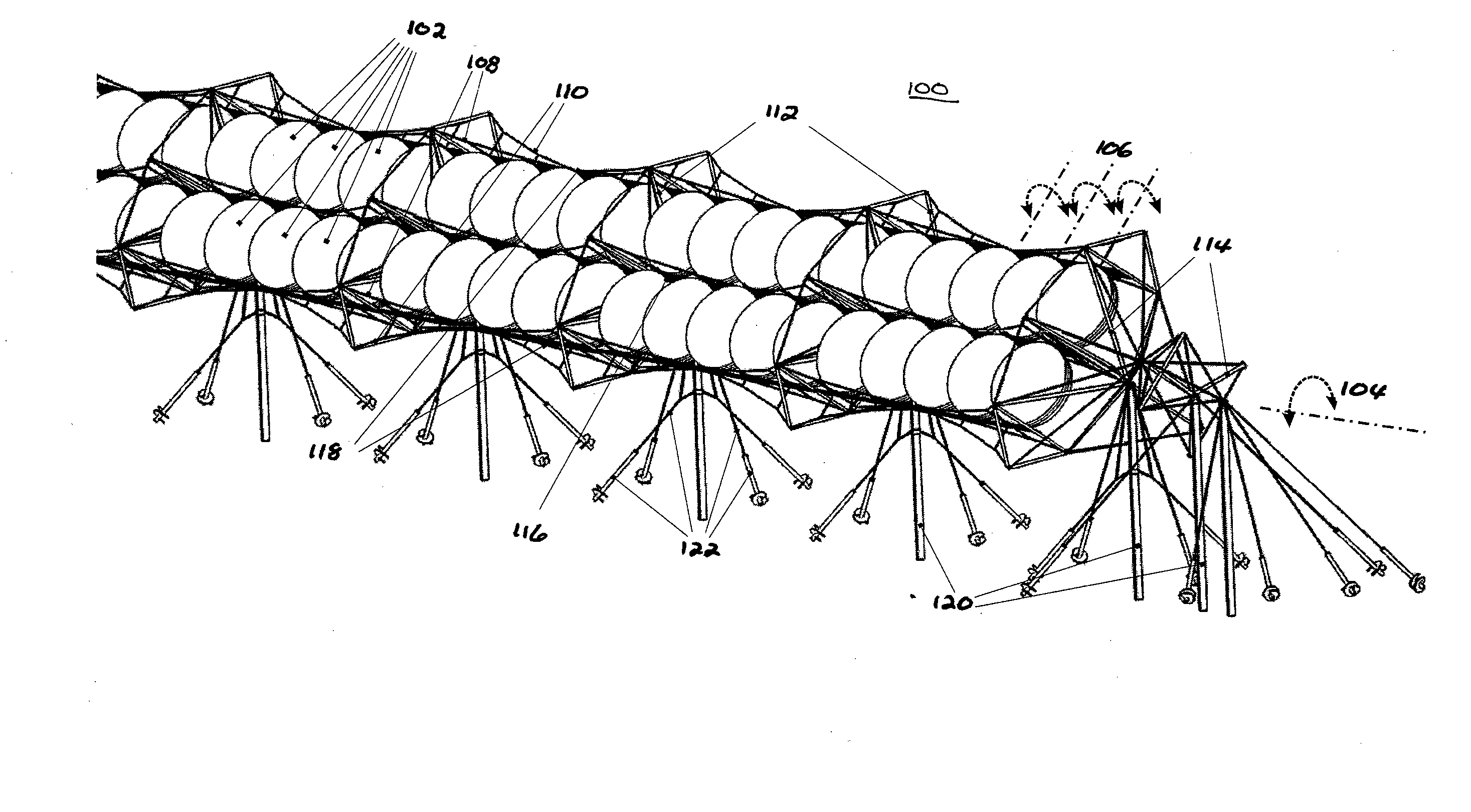 Rigging system for supporting and pointing solar concentrator arrays