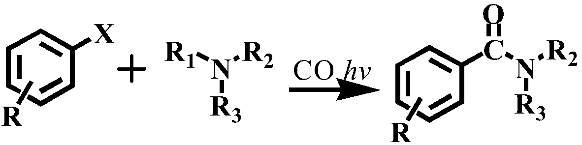Method for preparing amide through carbon monoxide-participating carbonyl reaction
