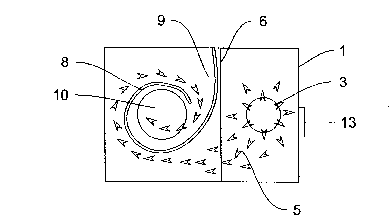 Dust collection method with filtering liquid and device using the method