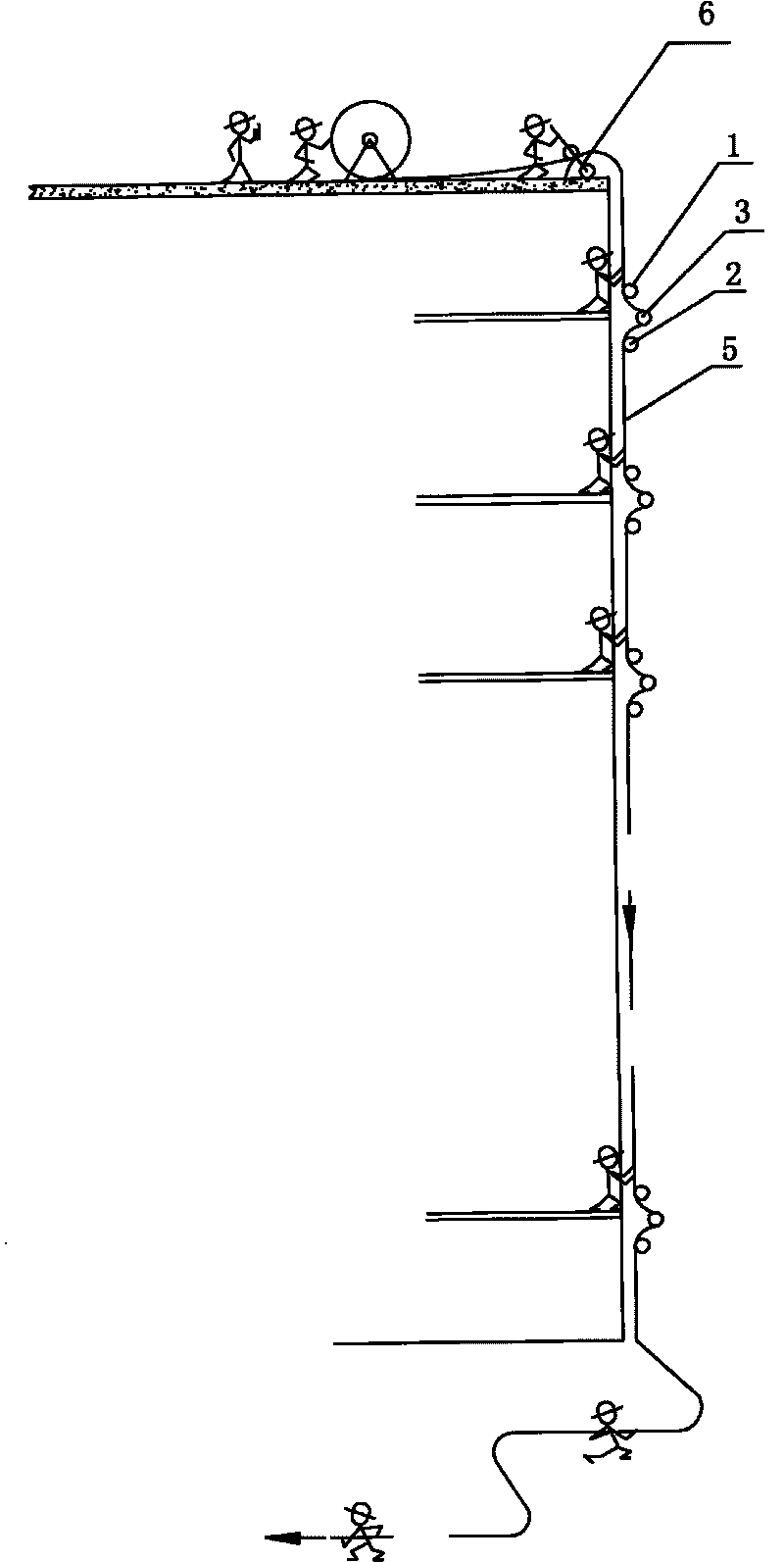 Method for laying vertical cables for extra-high building