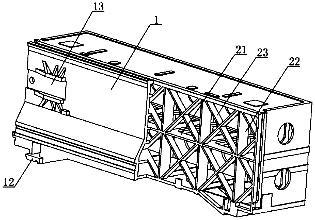 Cross beam for viaduct type gantry machining center