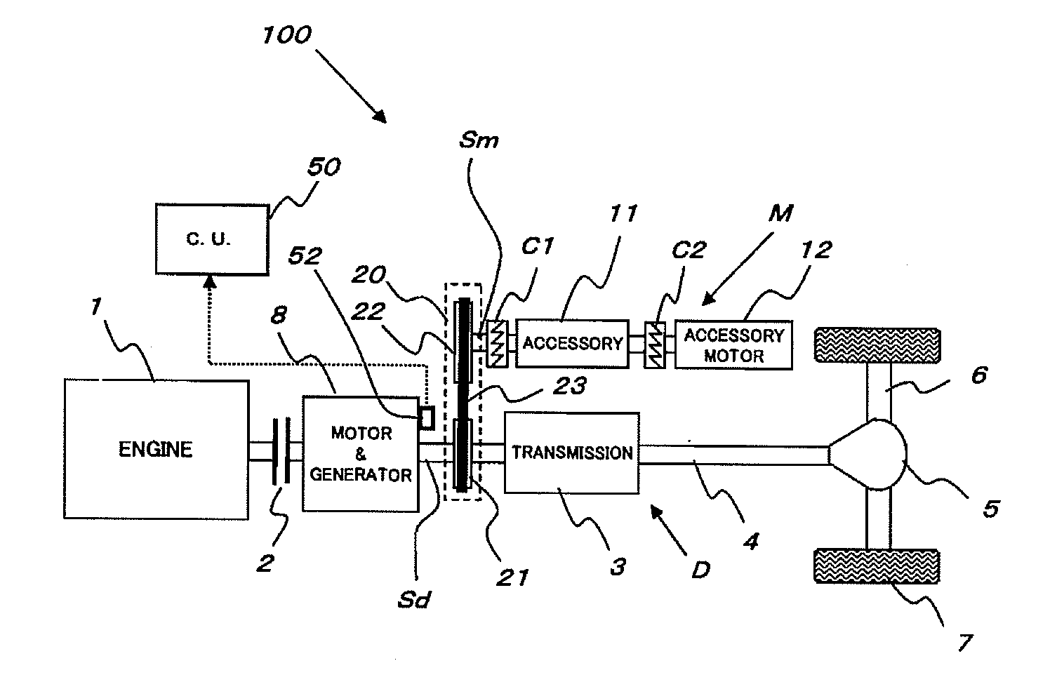 Accessory drive mechanism for hybrid vehicle