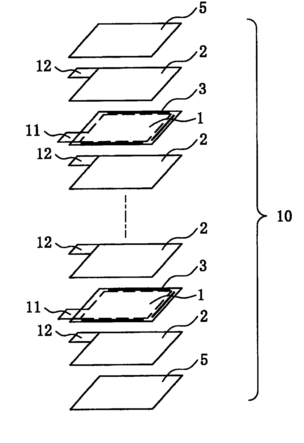 Stack type battery and method of manufacturing the same