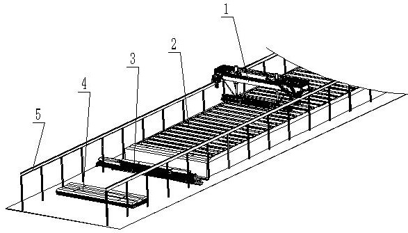 A carbon material roasting and graphitization production line hoisted by bridge lifting equipment