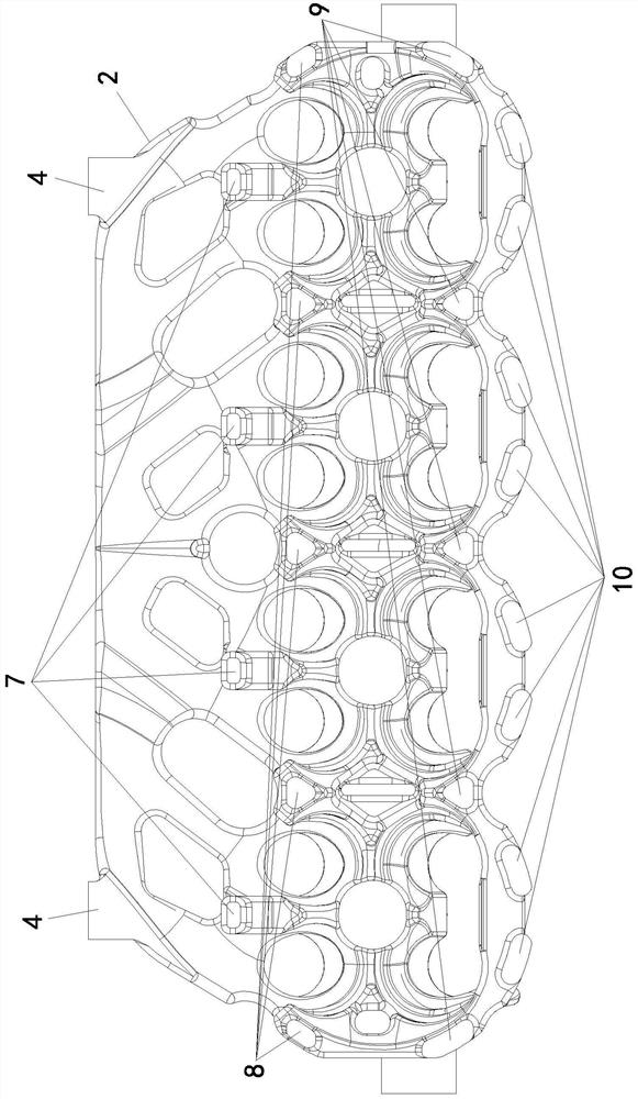 A cylinder head double-layer water jacket structure for a cross-flow cooling engine