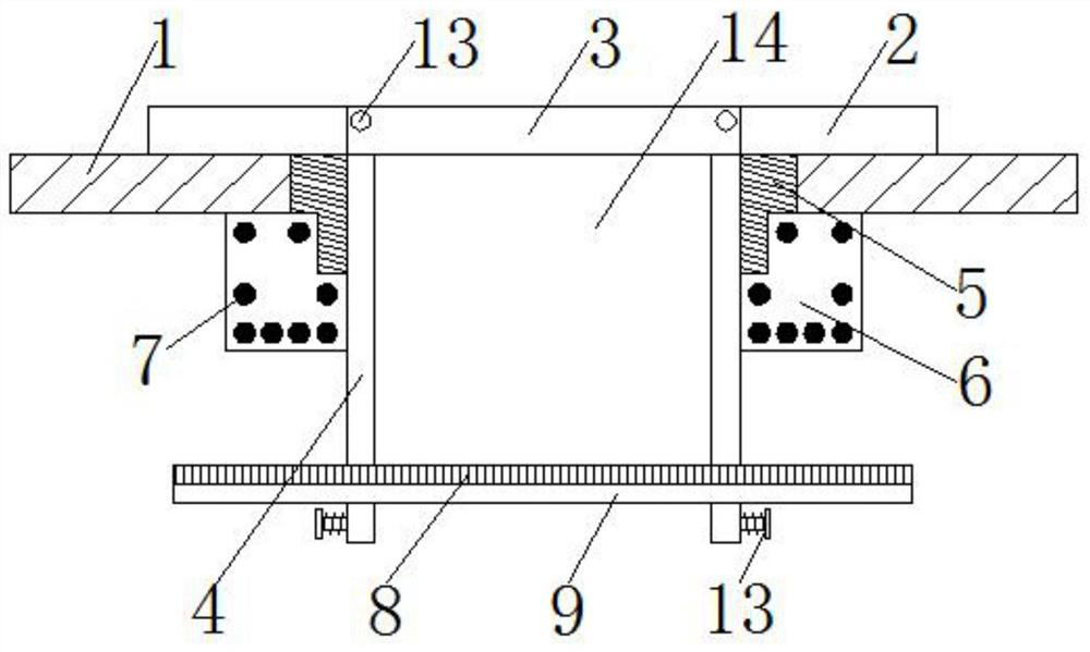 An operation platform for the reinforcement device of the foundation beam of the pump seat on the water surface of the expansion channel of the pumping station