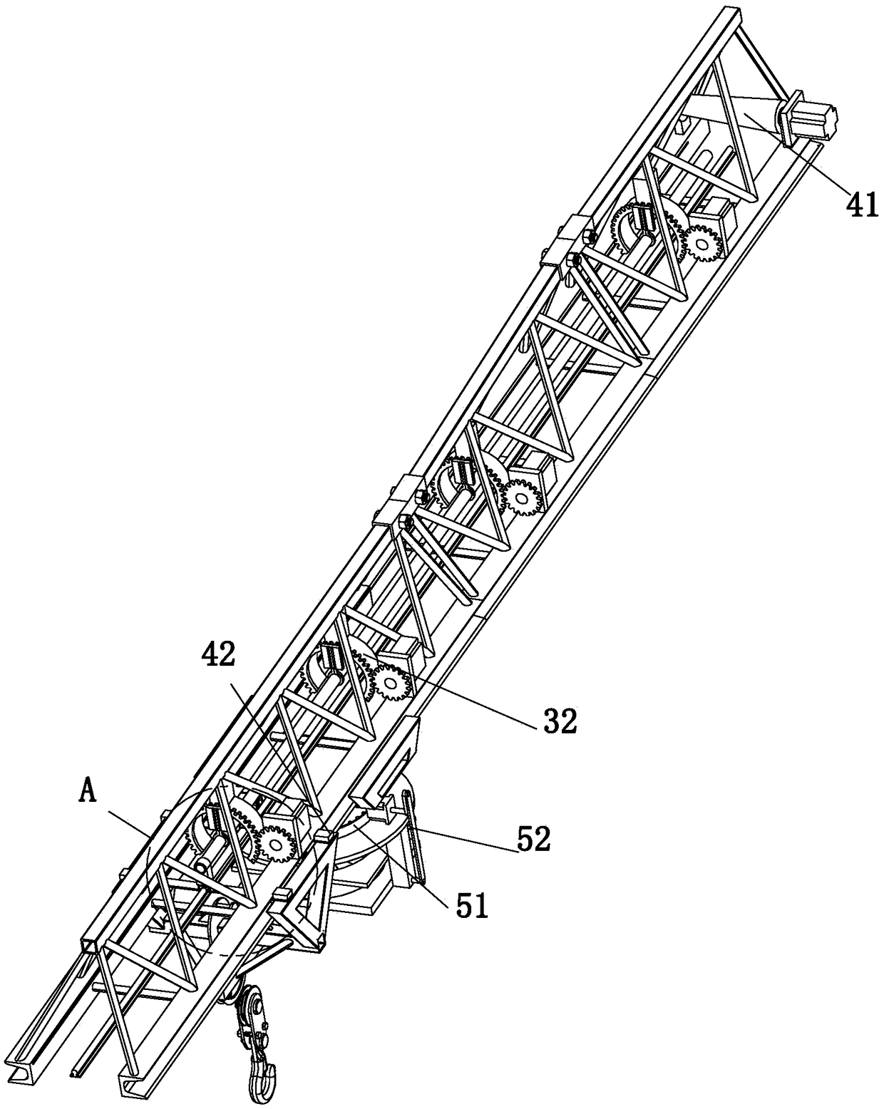 Working method of tower crane spraying device capable of improving dust removing effect in construction site