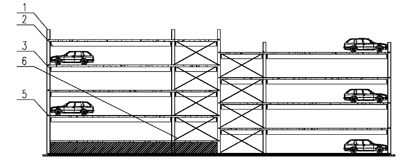 Multi-layer support bent frame system parking lot
