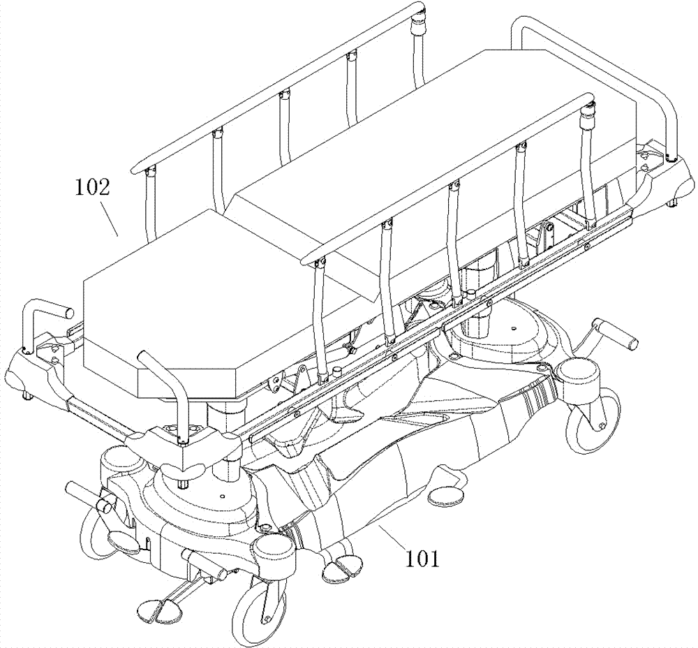 Patient transferring bed and chassis device thereof