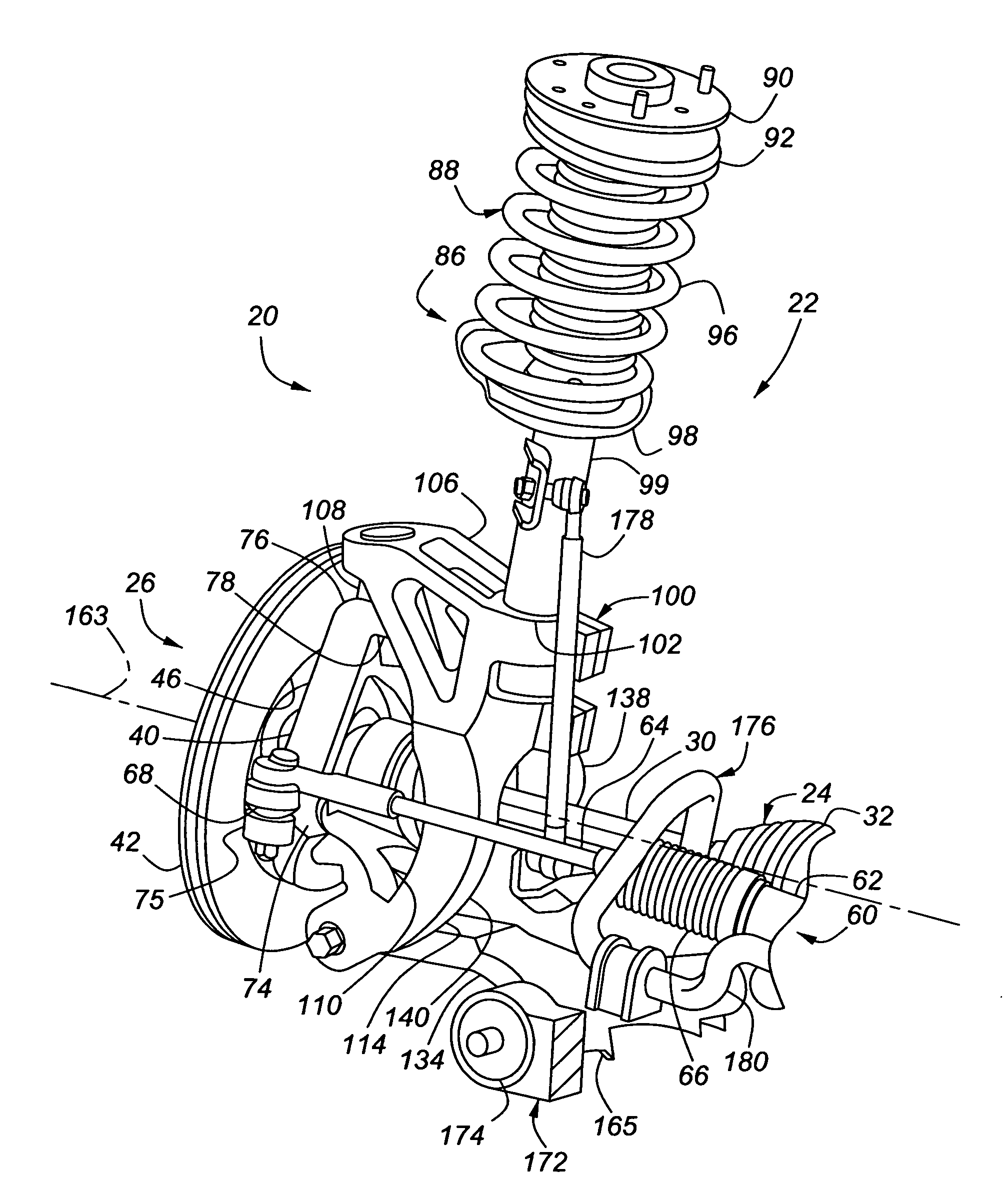 Steering and suspension system for a vehicle