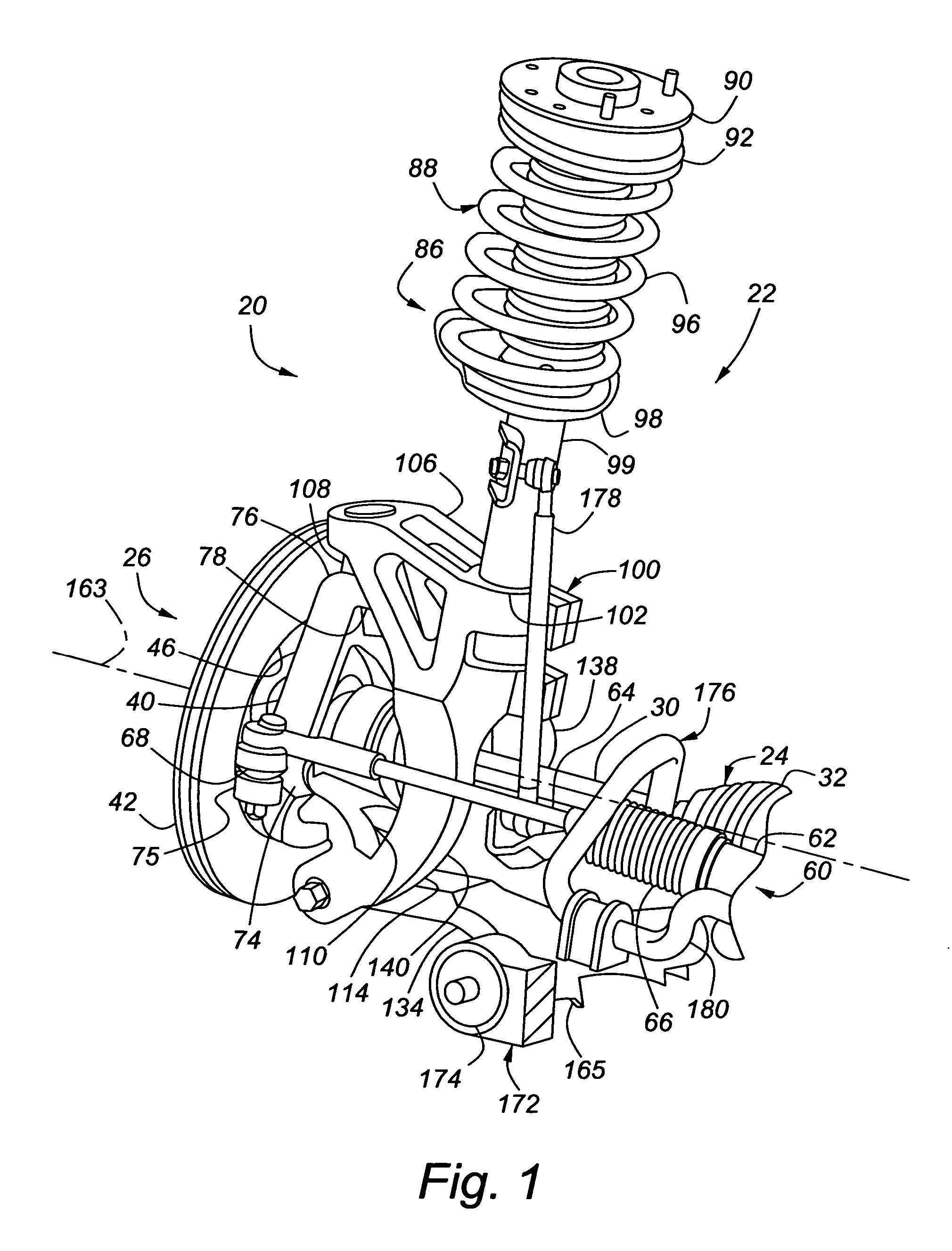 Steering and suspension system for a vehicle
