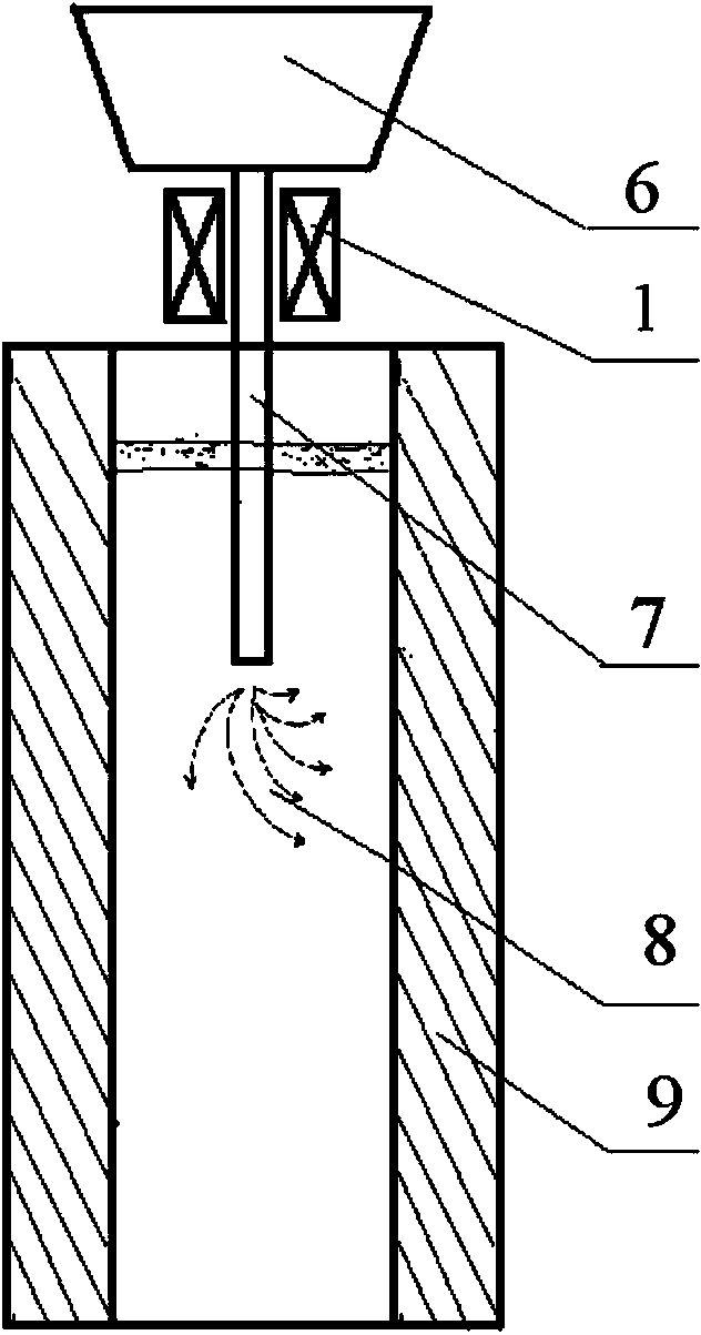 Device and method for reducing small casting blank molten steel impact depth