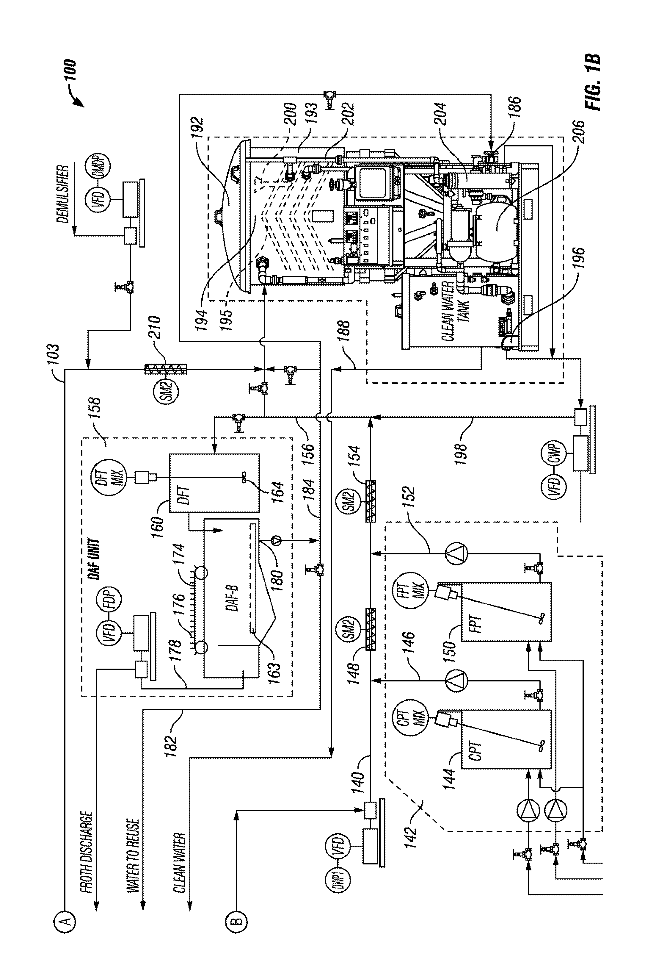 Apparatus for separation of water from oil-based drilling fluid and advanced water treatment