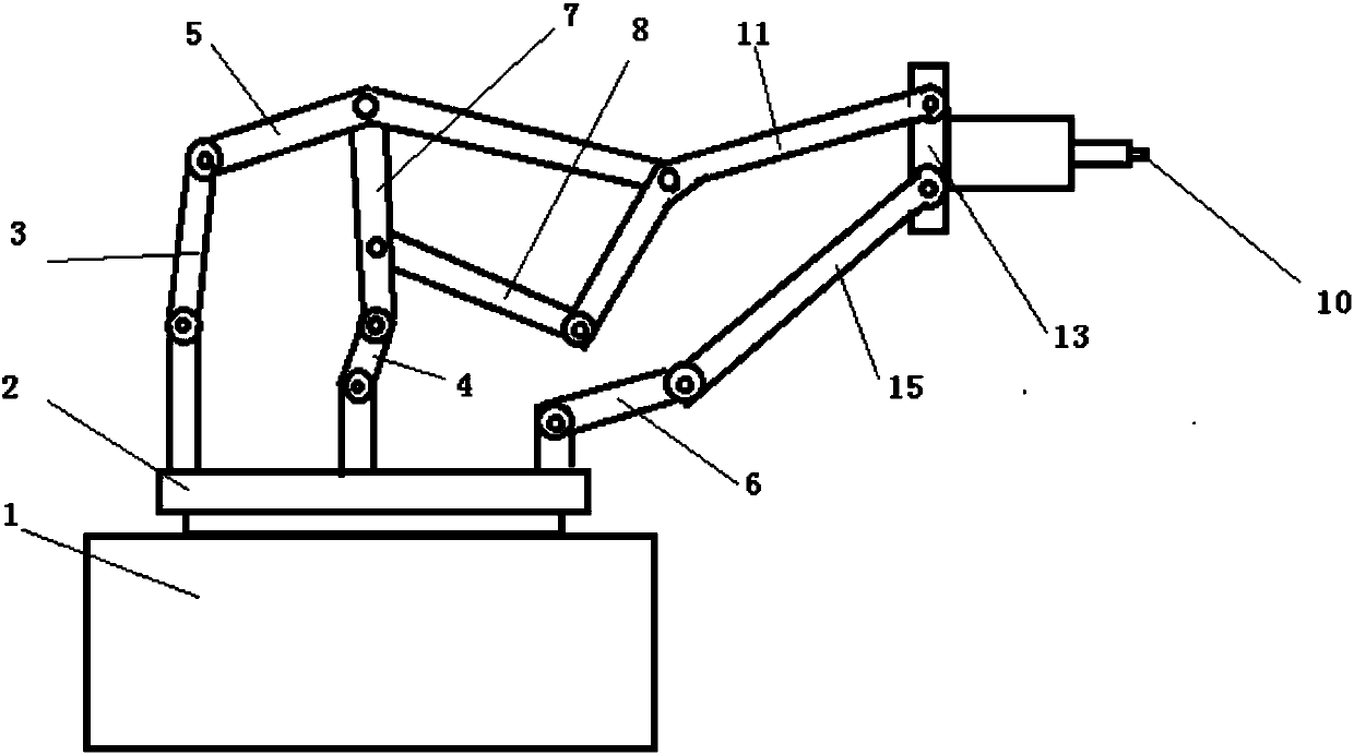 Discharging operating mechanical device with multi-rod closed chain structure