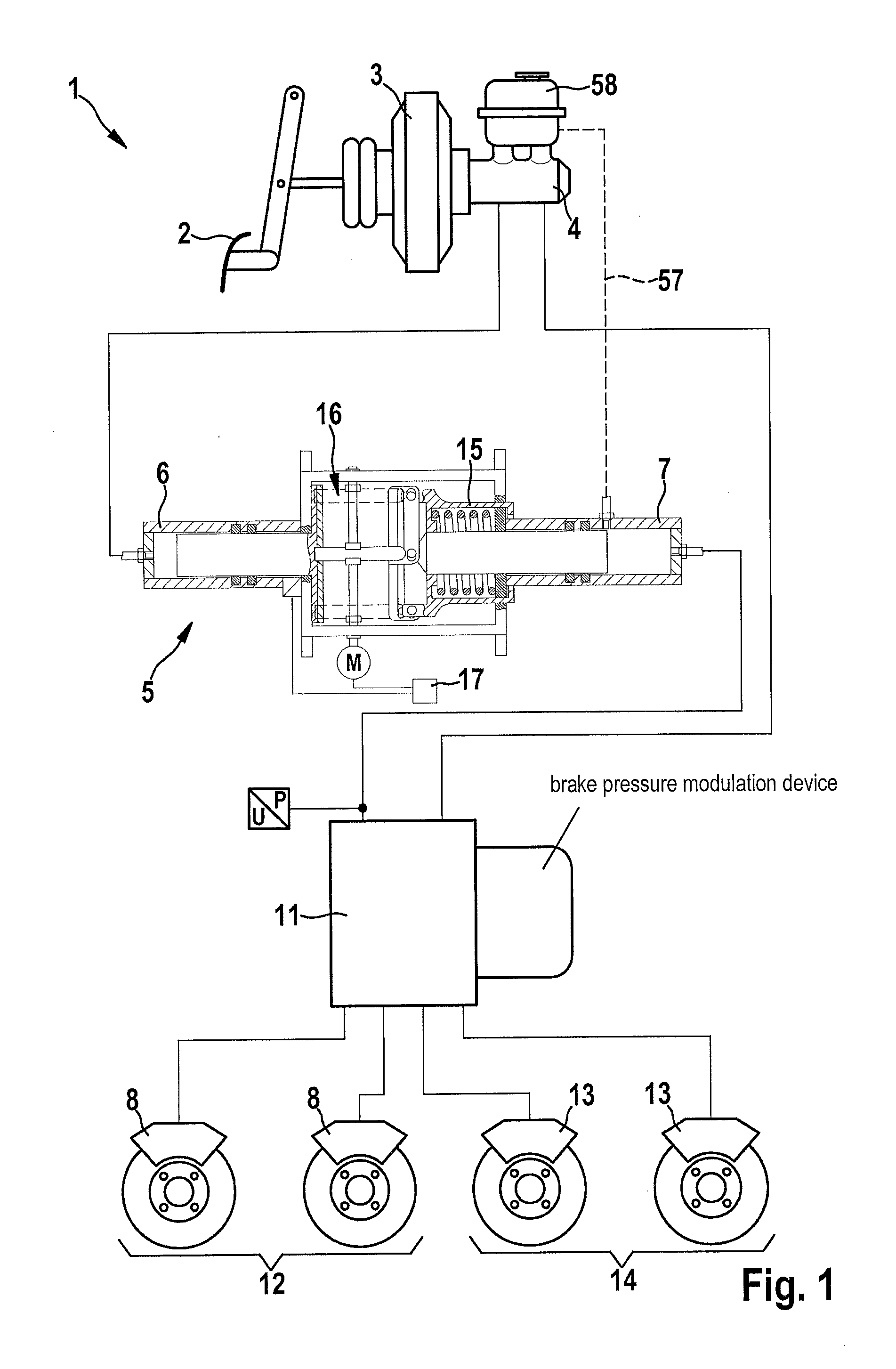 Pressure transmission device for a vehicle, power-assisted braking system and method
