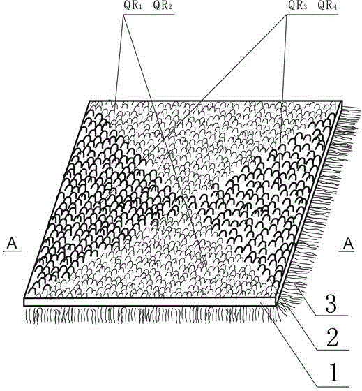 Two-color jacquard fabric with looped piles on one side and velvet on other side and weaving method of two-color jacquard fabric