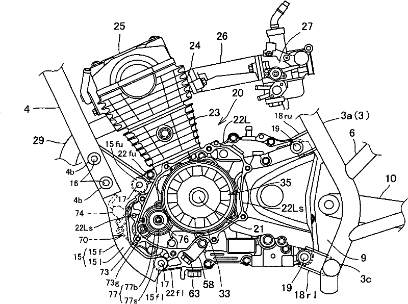 An distribution structure of engine starting motor