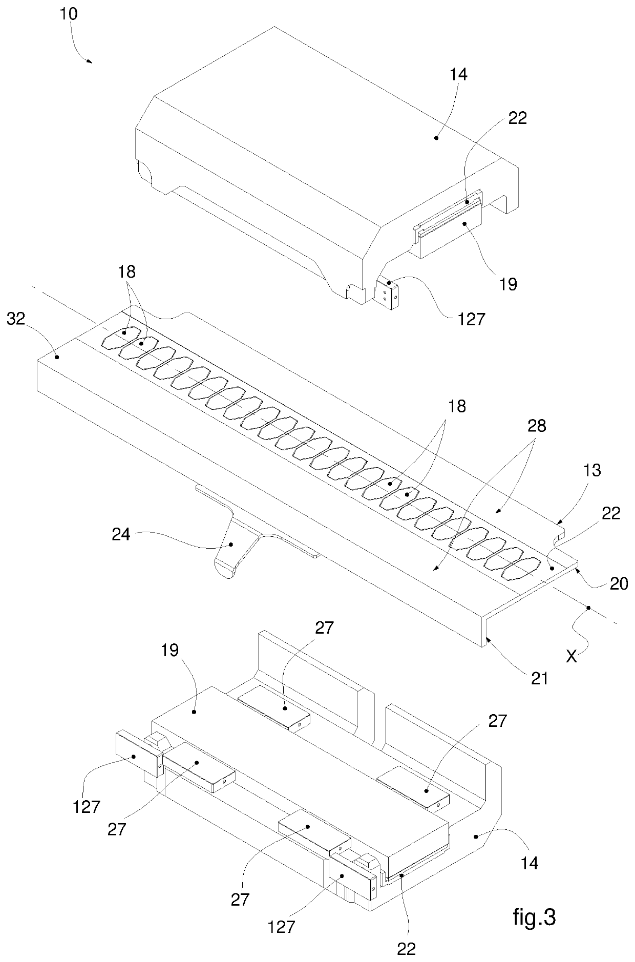 Guiding device of an apparatus for producing sanitary articles for applying a thread, and relative method