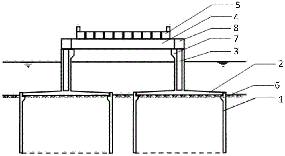 Installation method of a cylindrical foundation trestle structure