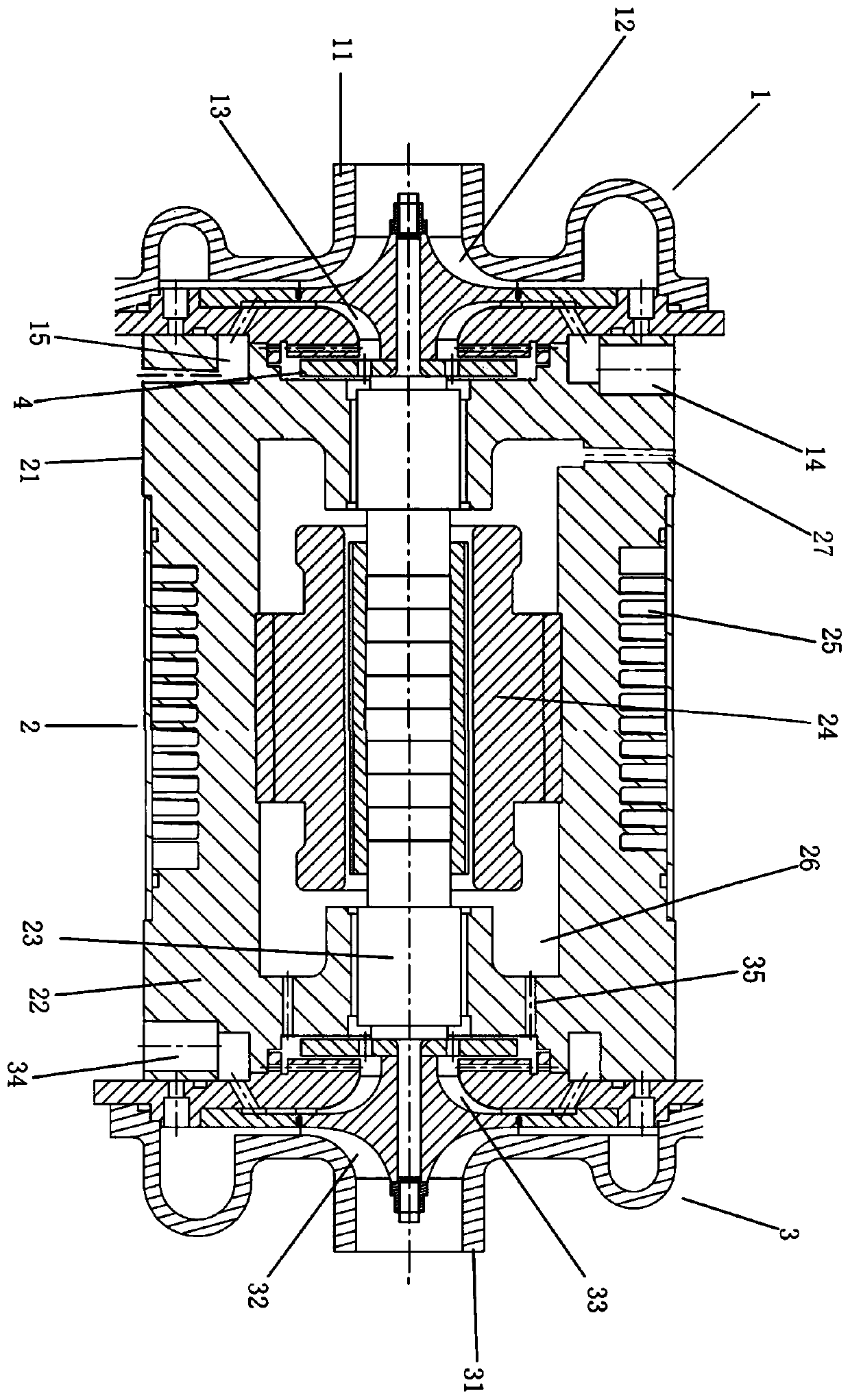 Two-stage hydrogen fuel cell stack gas supply device driven by motor