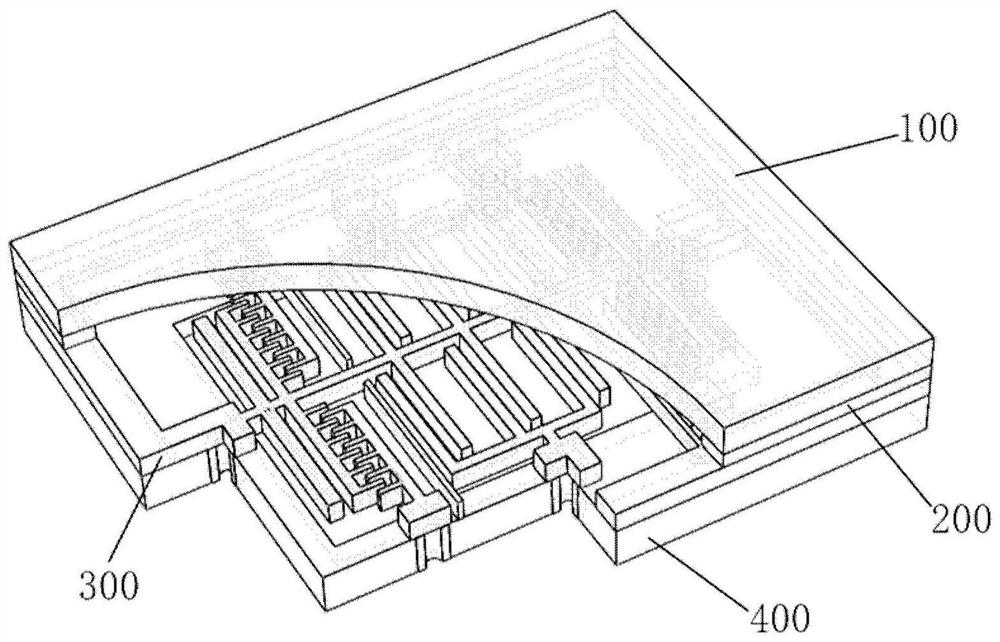 Wafer-level packaging sensibilization and noise reduction structure of miniature electric field sensor