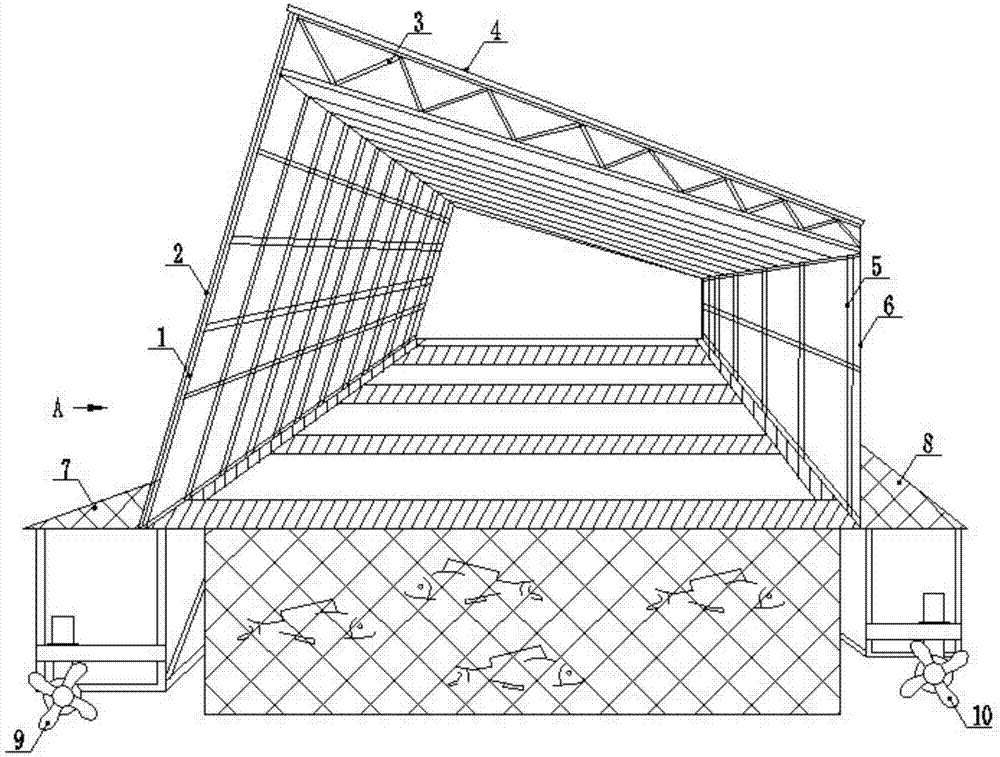 Wild freshwater fish greenhouse net cage used in frigid zone in winter