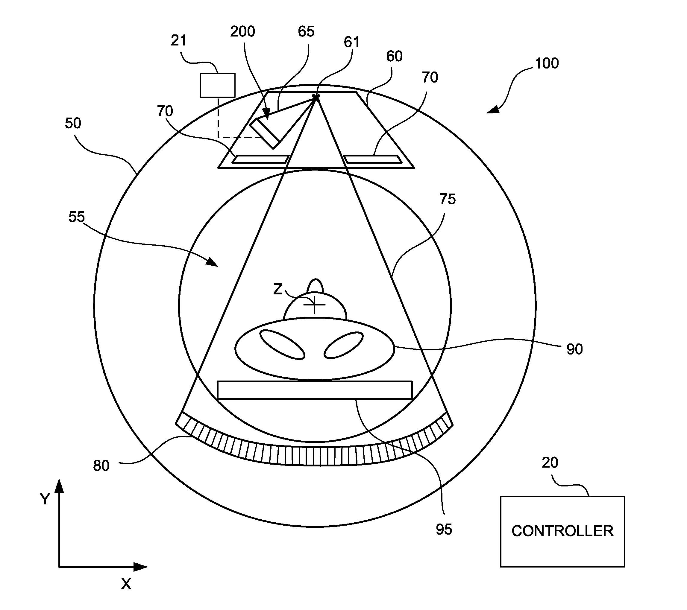 Method and apparatus for focal spot position tracking