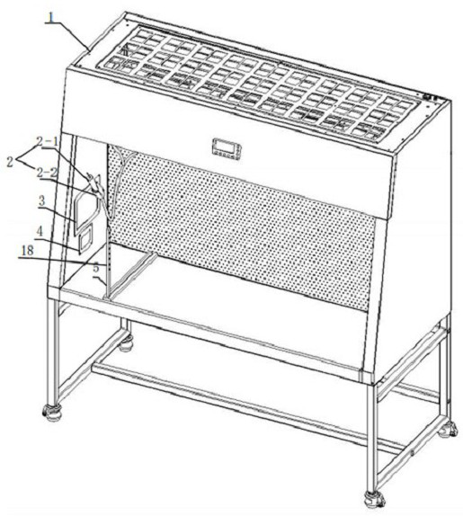 A horizontal flow dispensing clean workbench