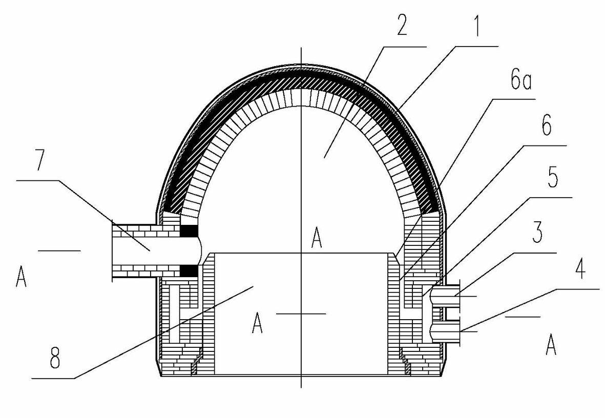 Combustion device for preheating and combusting sprayed-up backflow on nozzle with uniform mixing and distribution of coal gas and air