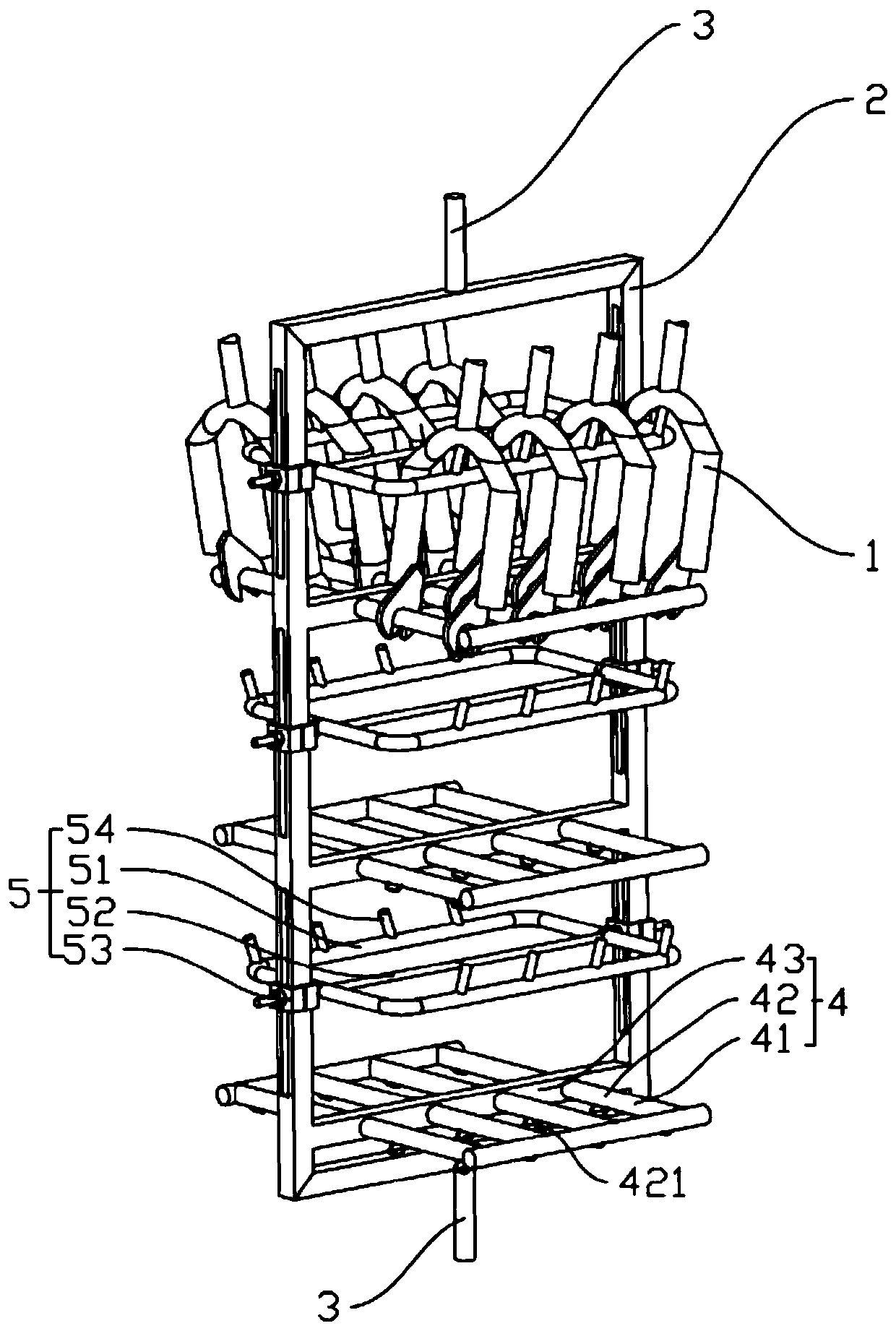 Front fork rack for vacuum coating