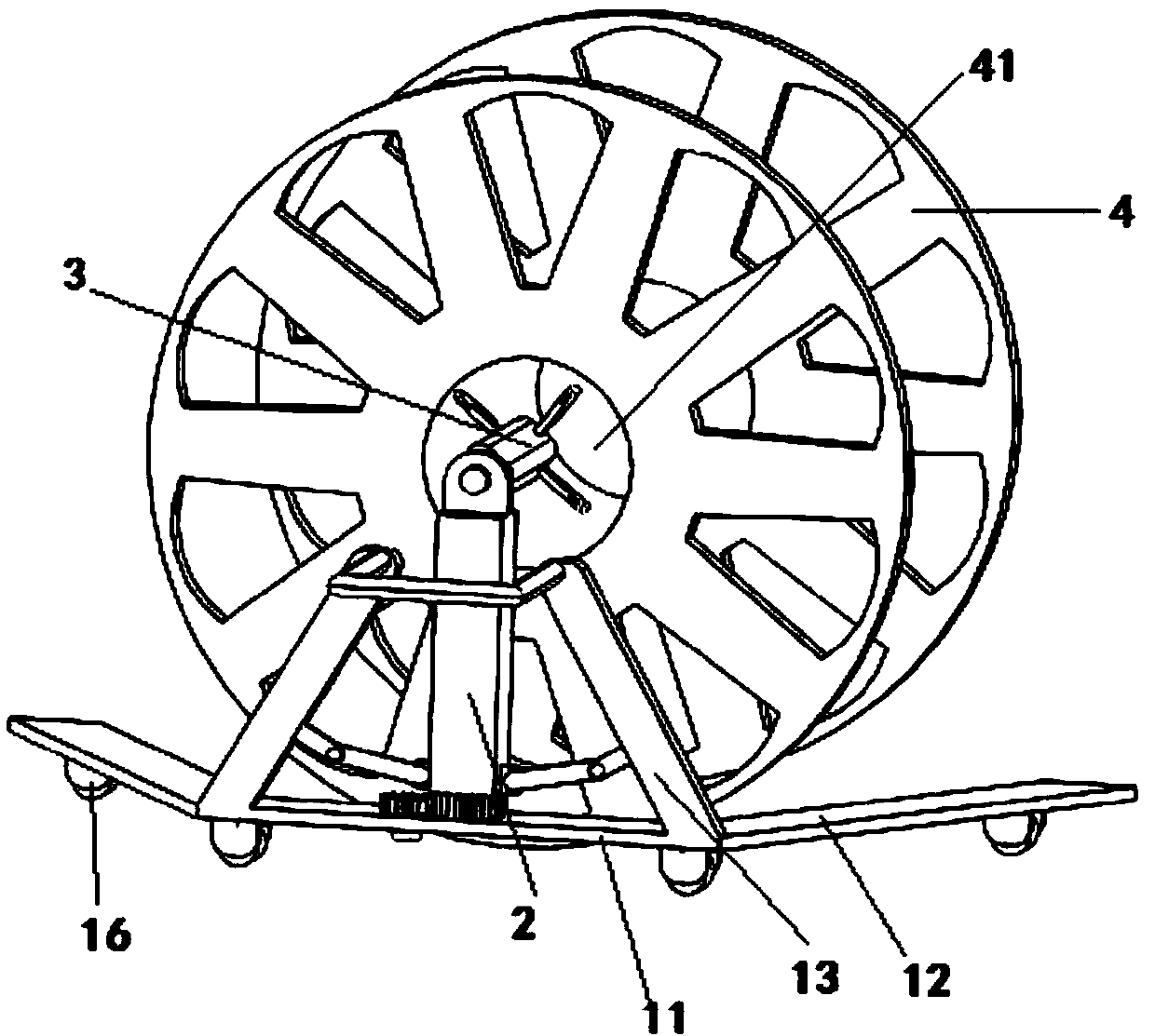 A high-efficiency optical cable reel pay-off device from the upper reel