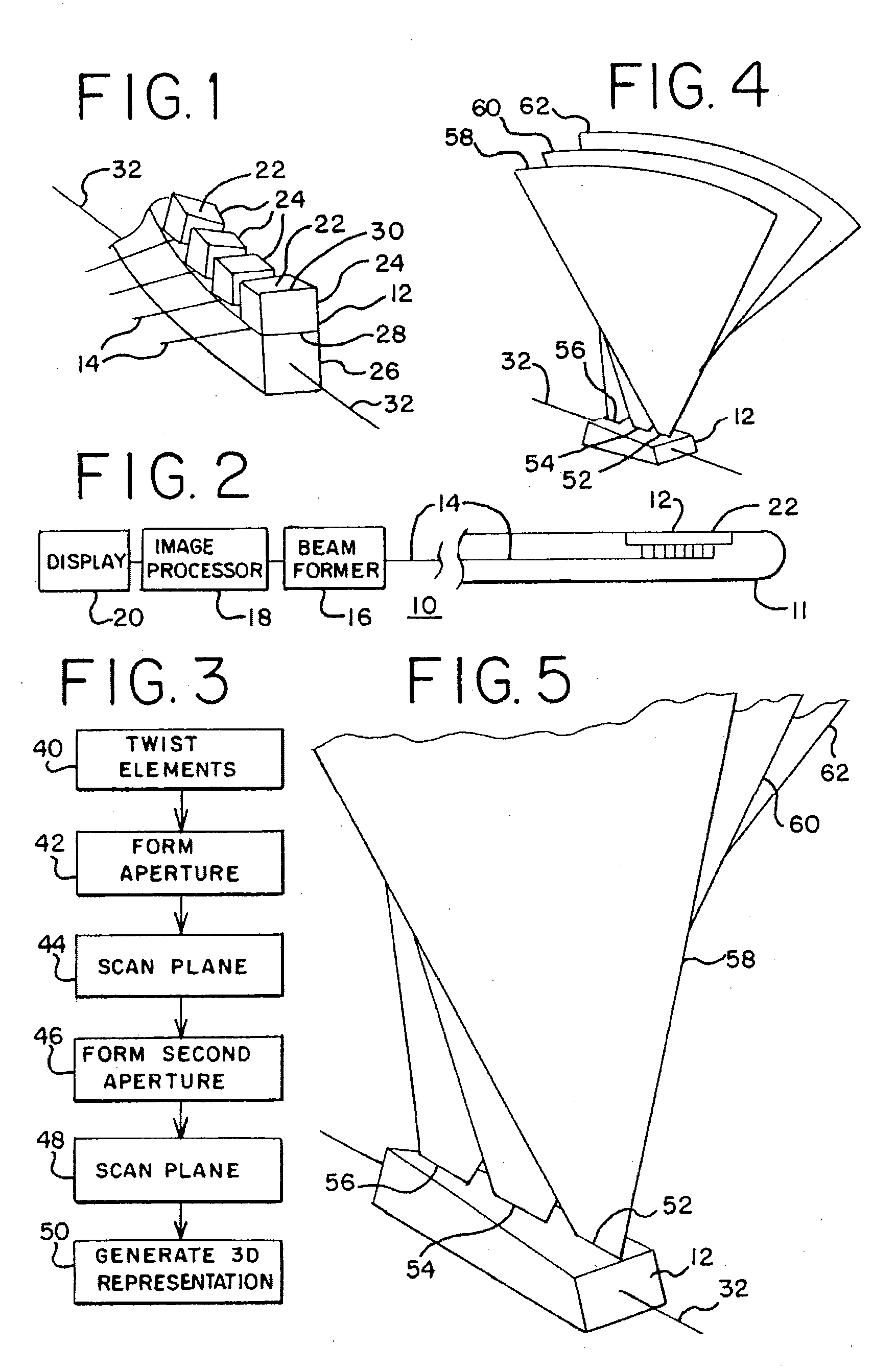 Multi-twisted acoustic array for medical ultrasound