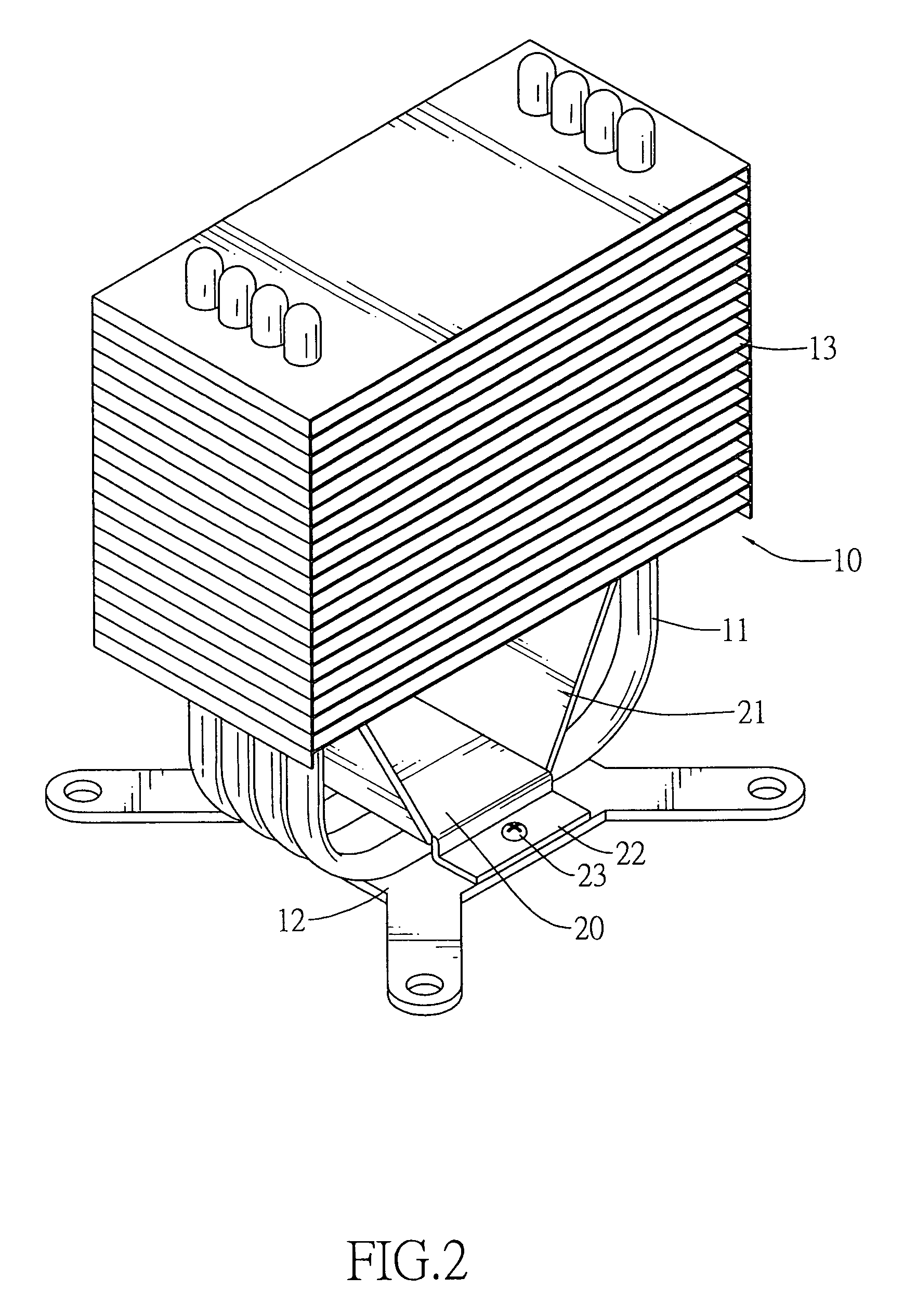 Supporting seat for supporting weight of heat dissipating fins to avoid deformation of heat dissipating tubes extending through the heat dissipating fins