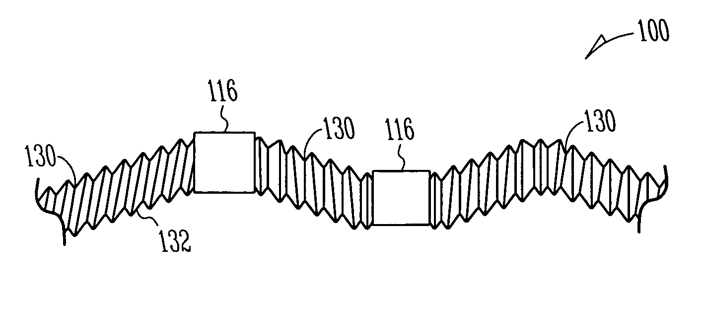 Lead assembly with flexible portions and method therefor