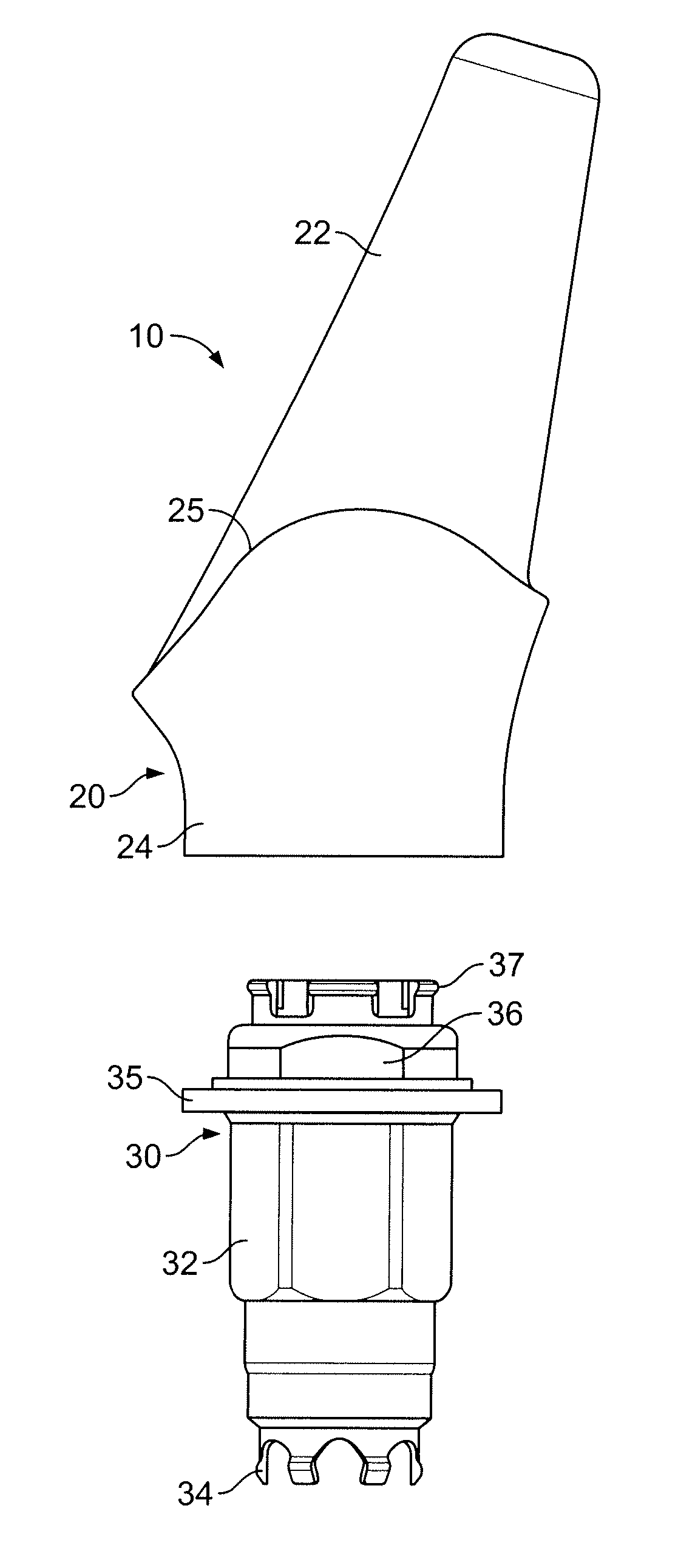 Two-piece dental abutment system