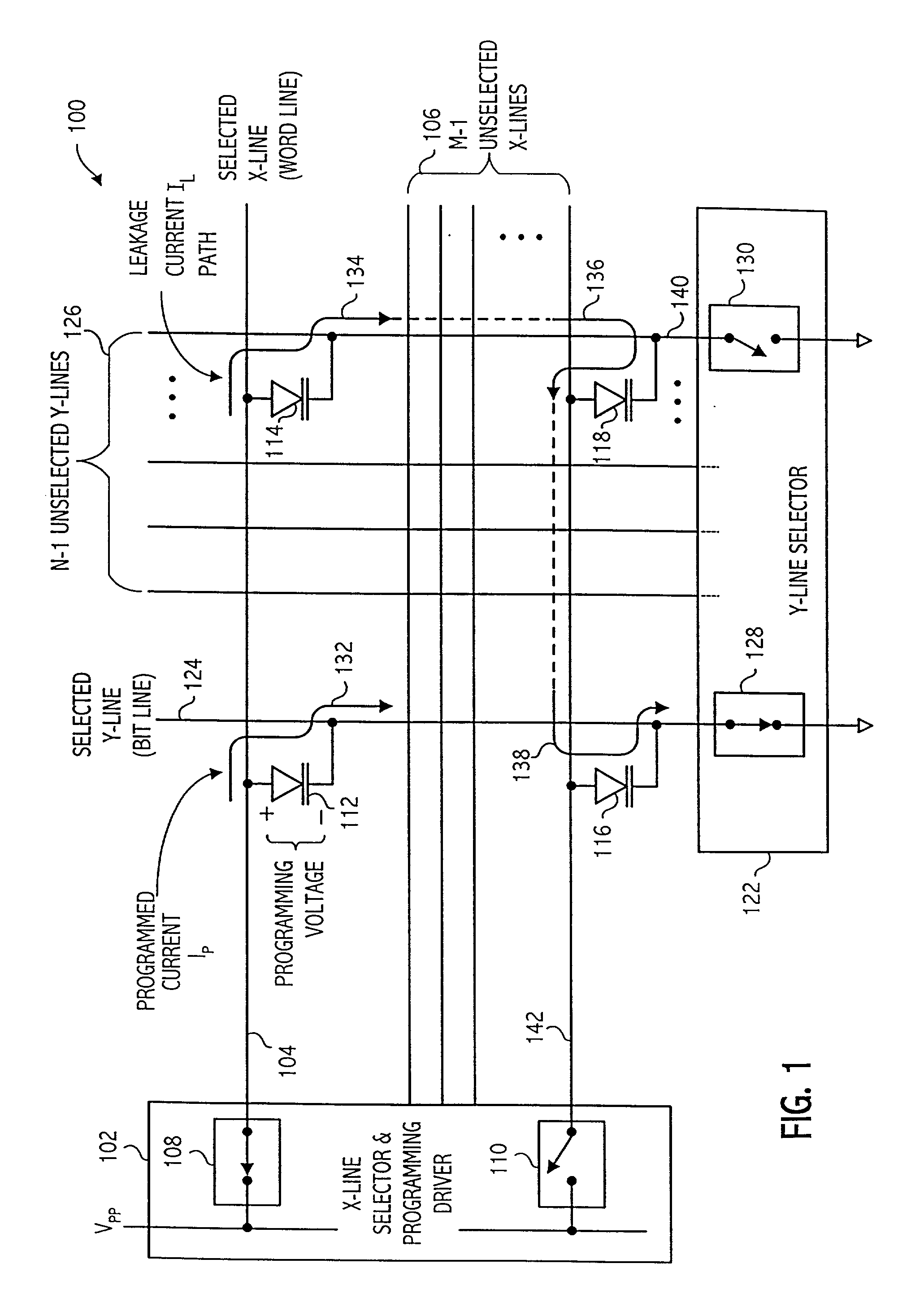 Method and apparatus for biasing selected and unselected array lines when writing a memory array
