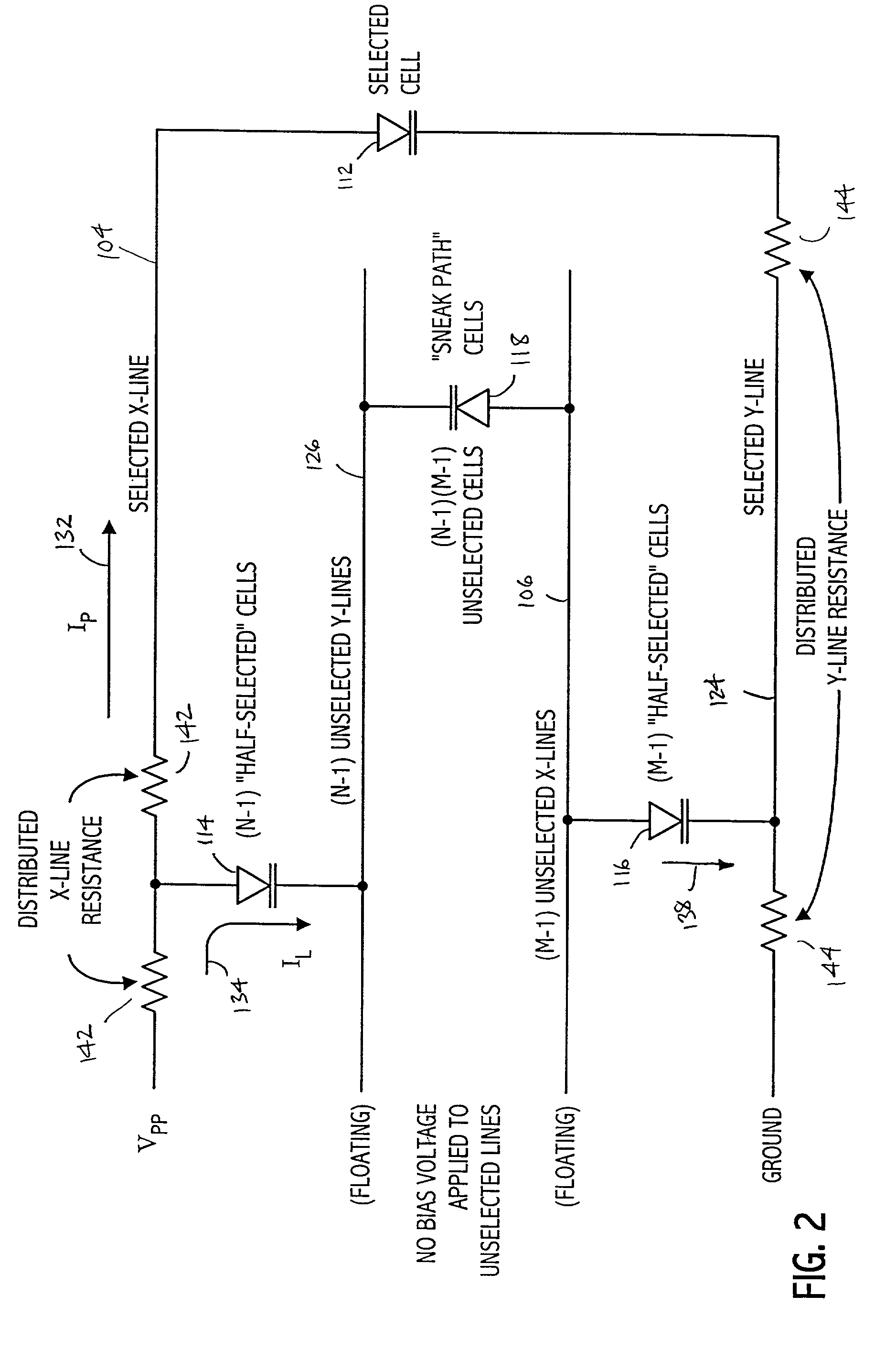 Method and apparatus for biasing selected and unselected array lines when writing a memory array