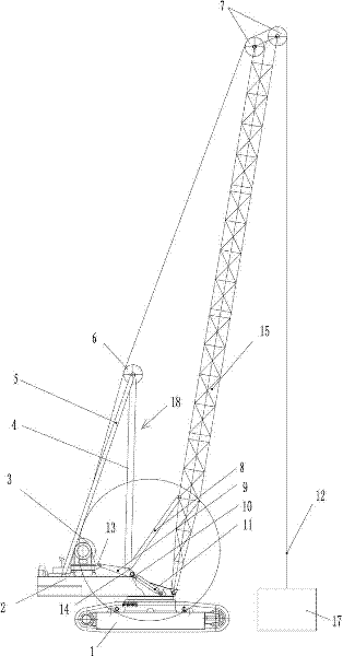 Dynamic compactor capable of realizing amplitude-variable followup of A-bracket with arm support