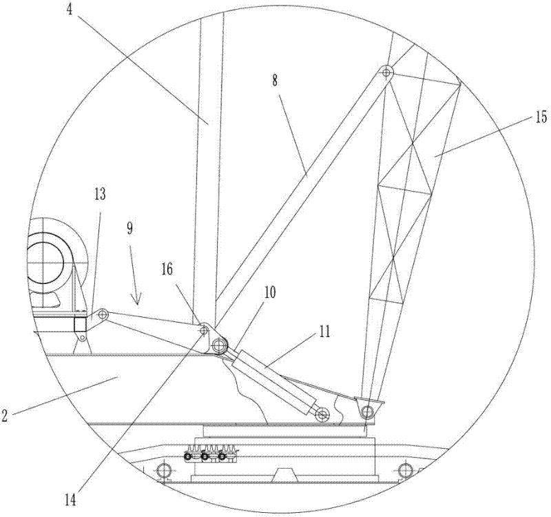 Dynamic compactor capable of realizing amplitude-variable followup of A-bracket with arm support