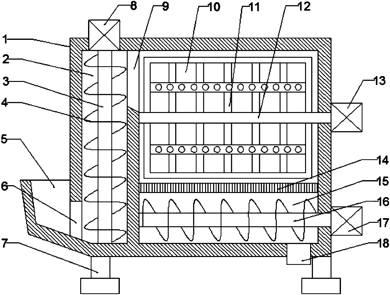 Conveniently-feeding poultry feed producing mixing device