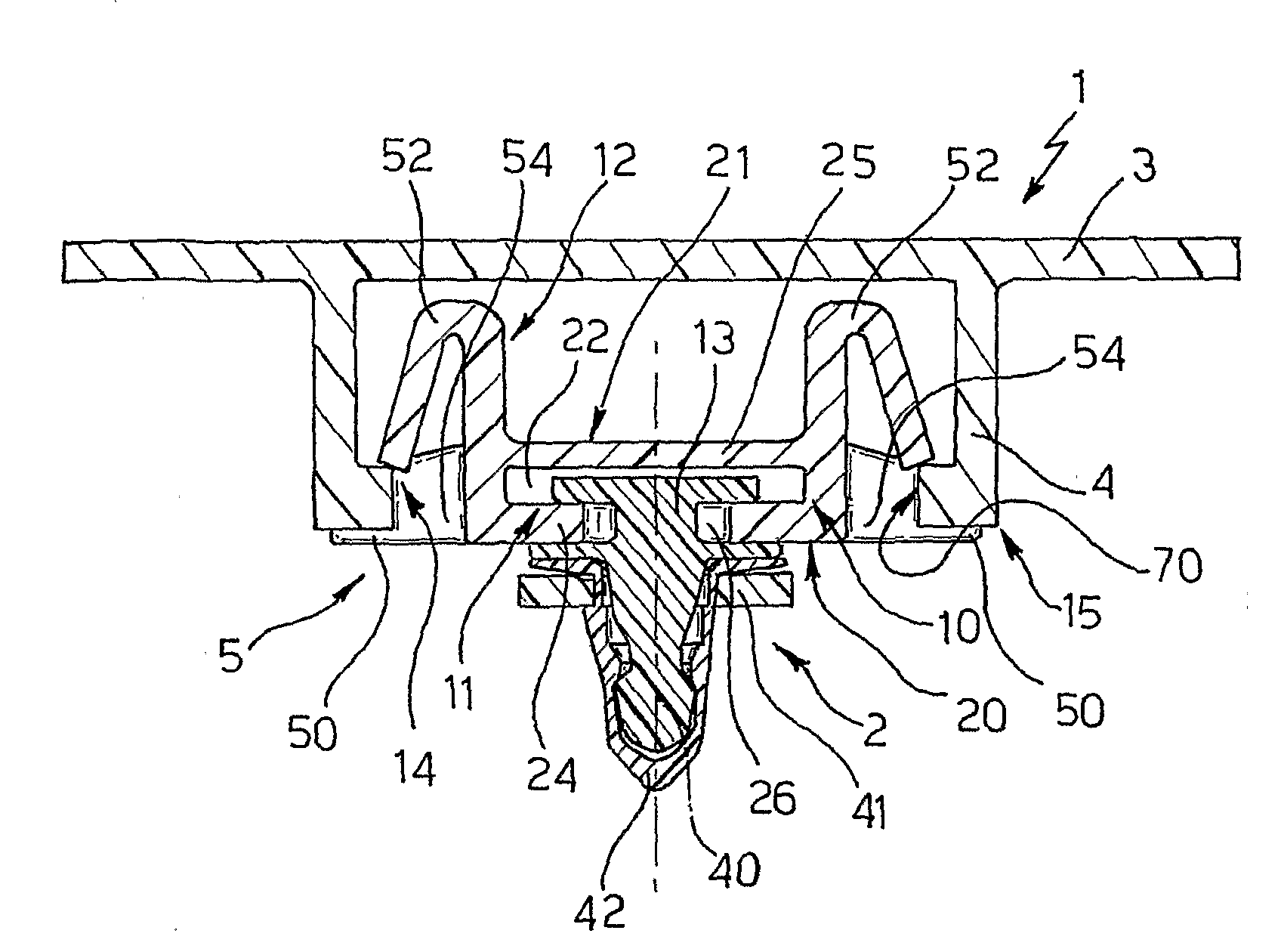 Mounting Device for a Fastening System Trim Elements to Vehicle Body