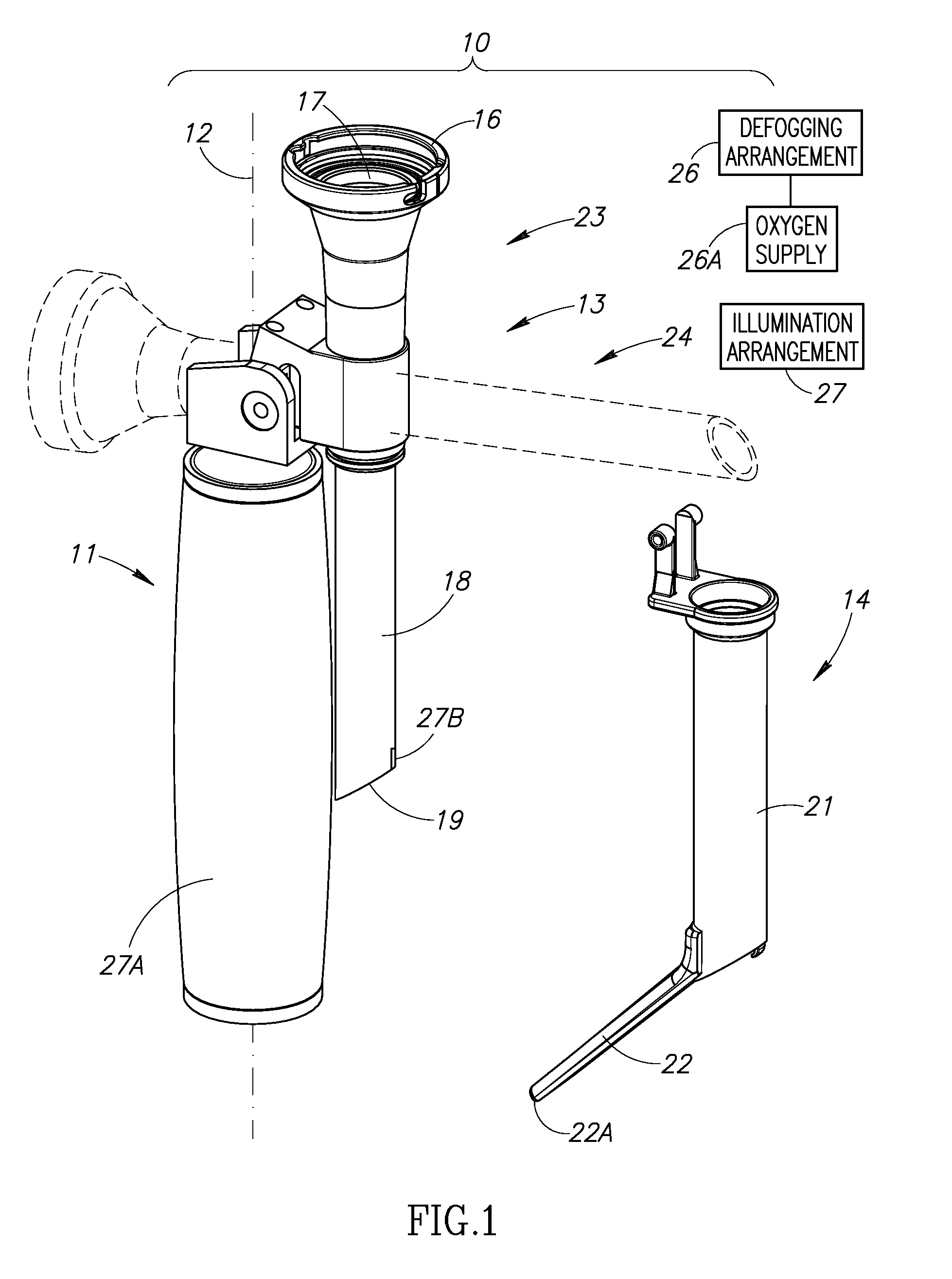 Laryngoscope assembly with enhanced viewing capability