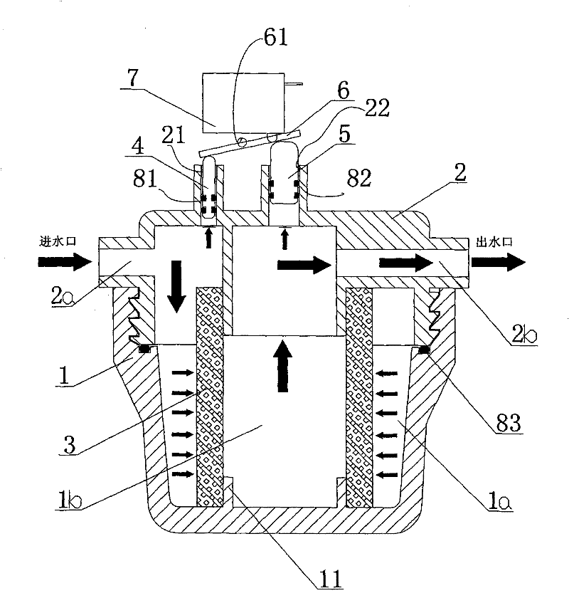 Filtering device with automatic detection structure