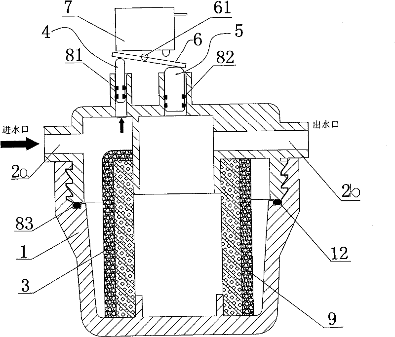 Filtering device with automatic detection structure