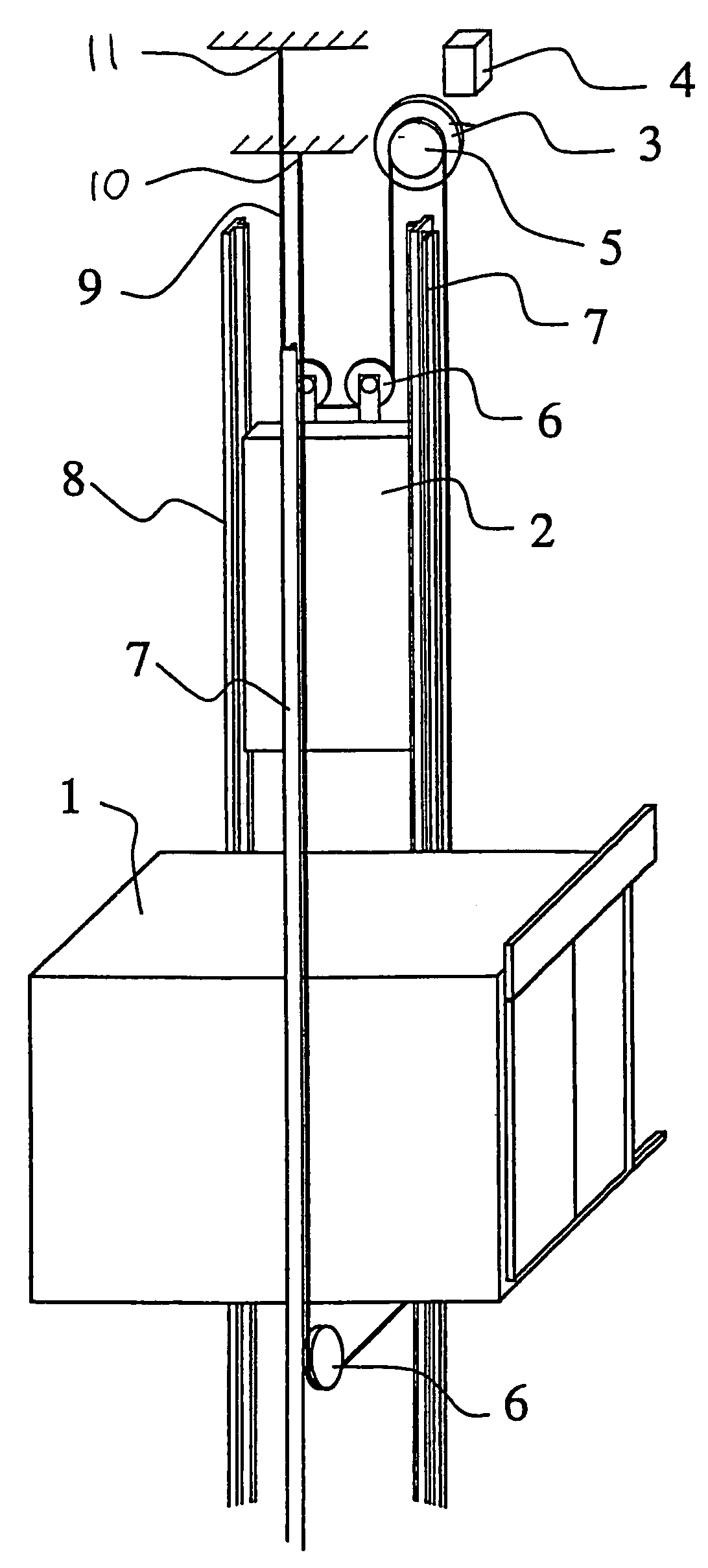 Method for ensuring and measuring the internal tension of an elevator hoisting rope, and elevator permitting the use of said method