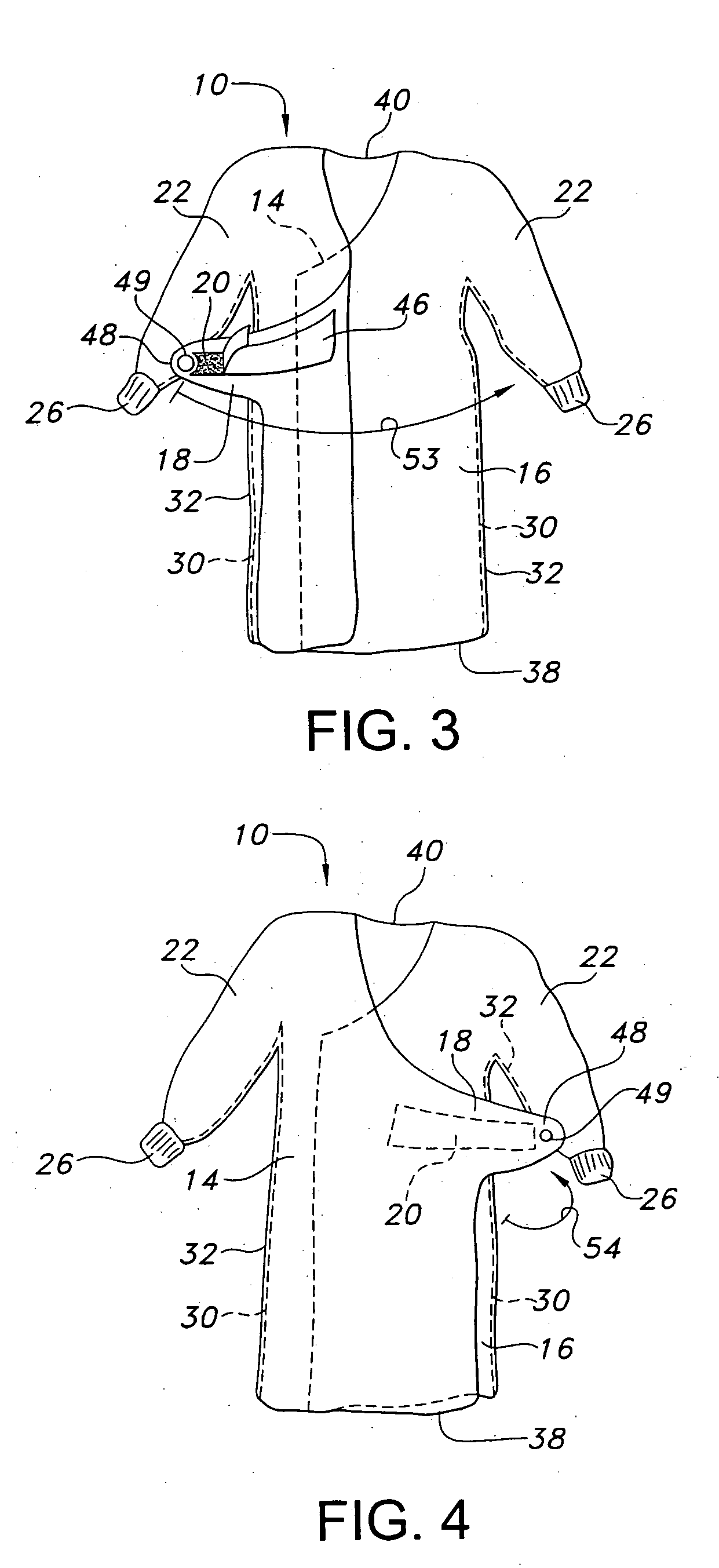 Surgical gown having an adhesive tab and methods of use